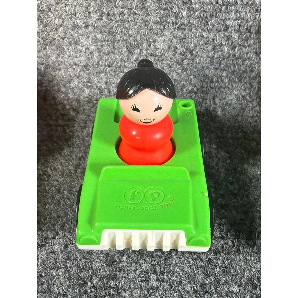 Vintage Fisher Price Little People Vehicle Lot Helicopter Tractor Forklift 6 Fig
